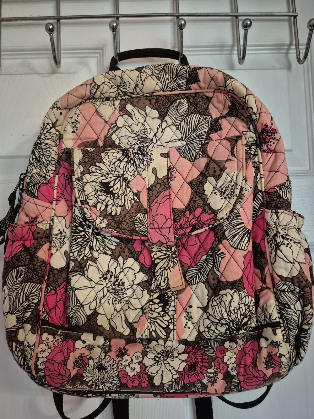 Vera Bradley Pink and Brown Floral Quilted Backpack
